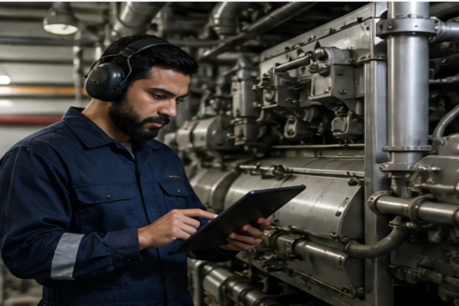 Marine engineer recruitment in a ship engine room